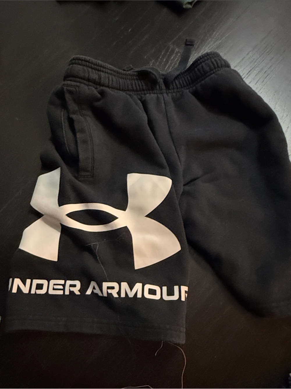 Under Armour Black Kids' Logo Athletic Shorts with White Print